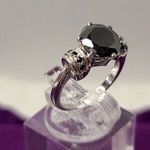 Moissanite Black 5 Carat Sterling Silver Ring
